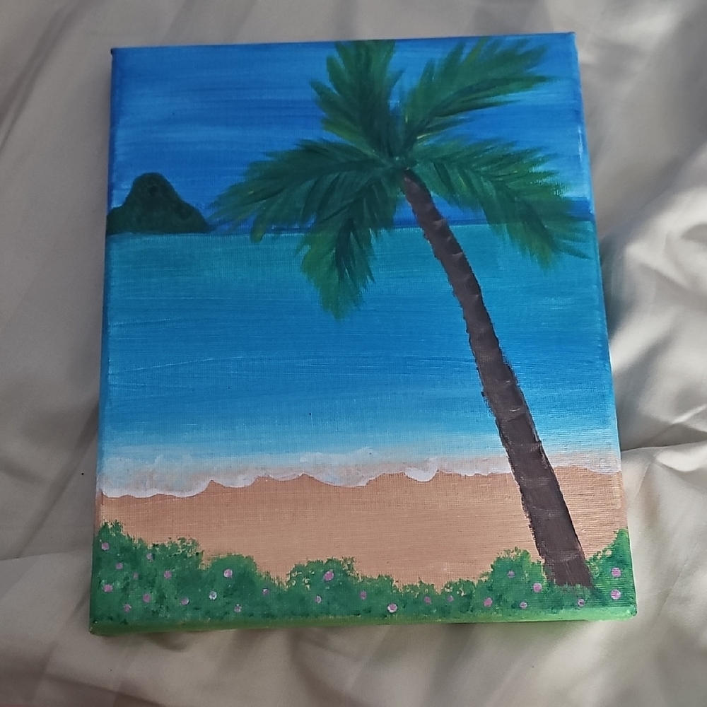 Tropical Palm Beach in Chinaman's Hat Kaneohe in Hawaii Canvas Artwork